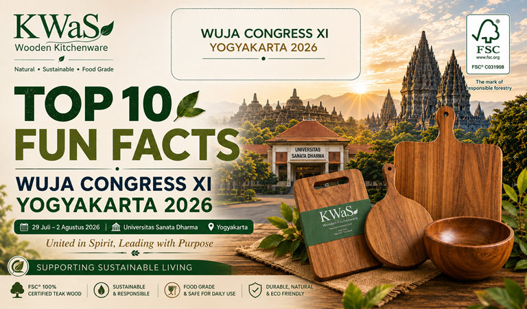 Top 10 Fun Facts WUJA Congress XI Yogyakarta 2026 di Universitas Sanata Dharma bersama KWaS Wooden Kitchenware FSC® Certified