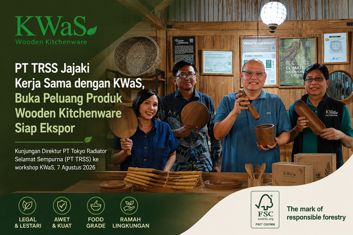 Kunjungan Direktur PT TRSS ke workshop KWaS untuk menjajaki kerja sama produk wooden kitchenware siap ekspor